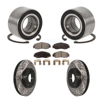 Front Wheel Bearing Coated Drilled Slotted Brake Rotor Pad Kit For Honda Accord Acura CSX KBB-101178