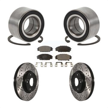 Front Wheel Bearing Coated Drilled Slotted Brake Rotor Pads Kit For Honda Civic Acura CSX KBB-101179