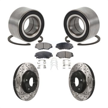 Front Wheel Bearing Coated Drilled Slotted Disc Brake Rotors And Pads Kit For Honda Civic KBB-101180