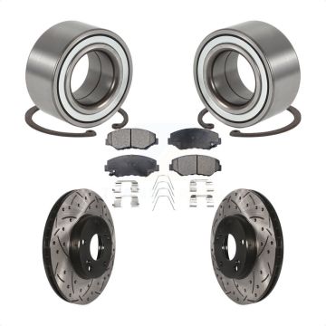 Front Wheel Bearing Coated Drill Slot Brake Rotor Pads Kit For 2003-2011 Honda Element EX KBB-101182