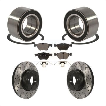Front Wheel Bearing Coated Drilled Slot Brake Rotor & Pad Kit For 2008 BMW 328xi To 08 07 KBB-101184
