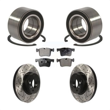 Front Wheel Bearing Coated Drilled Slotted Disc Brake Rotor Pads Kit For 2011-2012 BMW X3 KBB-101186