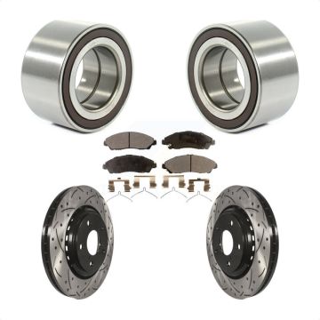 Front Wheel Bearing Coated Drilled Slot Brake Rotor Pad Kit For 2017-2019 Honda Ridgeline KBB-101187