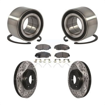 Front Wheel Bearing Coat Drill Slot Brake Rotor Pad Kit For Honda Civic Touring with 1.8L KBB-101188