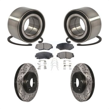 Front Wheel Bearing Coated Drilled Slotted Disc Brake Rotors And Pads Kit For Honda Civic KBB-101190