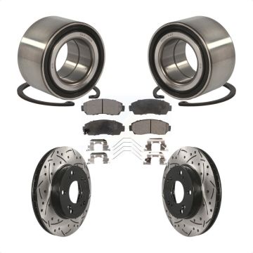 Front Wheel Bearing Coated Drilled Slotted Disc Brake Rotors And Pads Kit For Honda Civic KBB-101192
