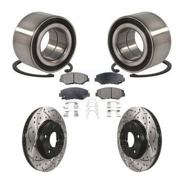Front Wheel Bearing Coated Drilled Slotted Disc Brake Rotors And Pads Kit For Honda Civic KBB-101197