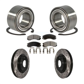 Front Wheel Bearing Coated Drill Slot Brake Rotor Pads Kit For 2017 Mitsubishi Lancer FWD KBB-101199