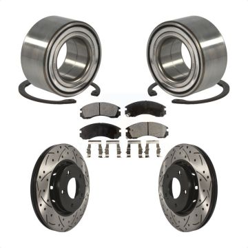 Front Wheel Bearing Drill Slot Brake Rotor Pads Kit For 2009 Mitsubishi Lancer From 04 09 KBB-101202