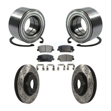 Front Wheel Bearing Coat Drill Slot Brake Rotor Pad Kit For Hyundai Veloster Turbocharged KBB-101207