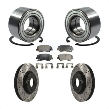 Front Wheel Bearing Drill Slot Brake Rotor Pads Kit For Kia Forte With 15" Factory Wheels KBB-101208
