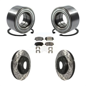 Front Wheel Bearing Drill Slot Brake Rotor Pads Kit For Kia Forte Hyundai Elantra GT Koup KBB-101214