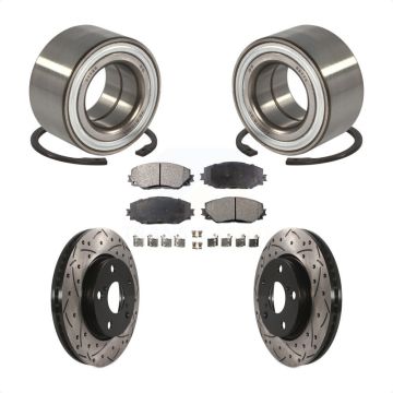 Front Wheel Bearing Coated Drilled Slot Brake Rotor Pads Kit For 2017-2018 Toyota Prius V KBB-101217
