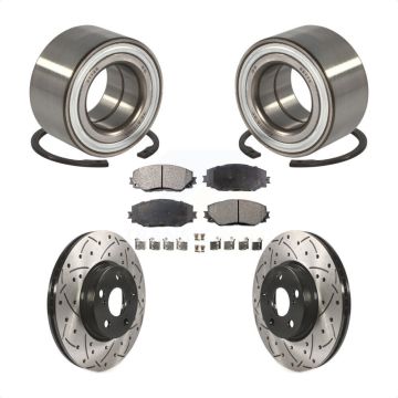 Front Wheel Bearing Coated Drilled Slotted Brake Rotor And Pad Kit For 2008-2014 Scion xD KBB-101218
