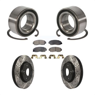Front Wheel Bearing Coated Drilled Slotted Brake Rotor Pad Kit For Honda Accord Crosstour KBB-101220