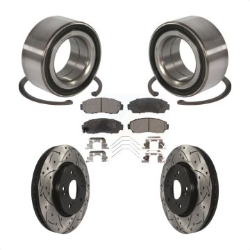 Front Wheel Bearing Coated Drilled Slotted Brake Rotor Pad Kit For Honda Crosstour Accord KBB-101221