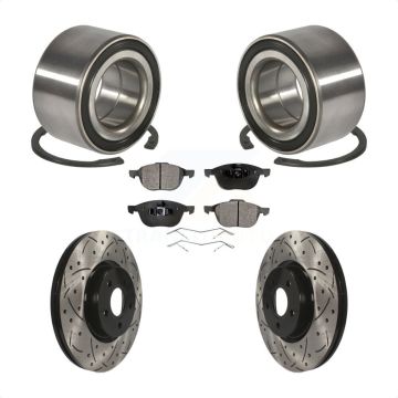 Front Wheel Bearing Coated Drilled Slotted Brake Rotor & Pad Kit For Ford Transit Connect KBB-101229