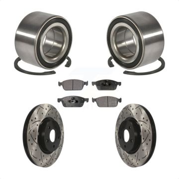 Front Wheel Bearing Drilled Slot Brake Rotor Pads Kit For Ford Escape Transit Connect MKC KBB-101230