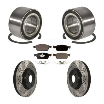 Front Wheel Bearing Coated Drilled Slot Brake Rotor & Pad Kit For 2013-2018 Ford Focus ST KBB-101231