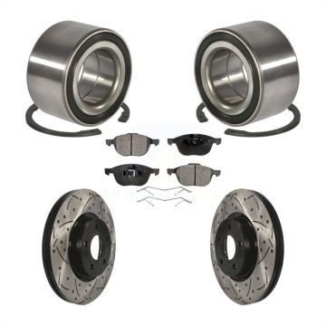 Front Wheel Bearing Coated Drilled Slotted Disc Brake Rotor Pad Kit For Ford Escape C-Max KBB-101232