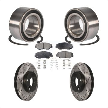 Front Wheel Bearing Coated Drilled Slotted Disc Brake Rotor And Pads Kit For Honda Accord KBB-101246