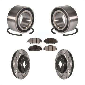 Front Wheel Bearing Coated Drilled Slotted Disc Brake Rotor And Pads Kit For Honda Accord KBB-101248