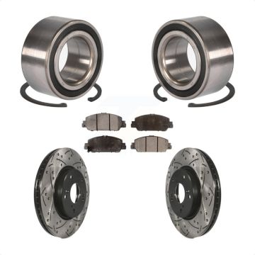 Front Wheel Bearing Coated Drilled Slotted Disc Brake Rotor And Pads Kit For Honda Accord KBB-101249