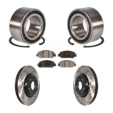 Front Wheel Bearing Coated Drilled Slotted Disc Brake Rotor And Pads Kit For Honda Accord KBB-101251