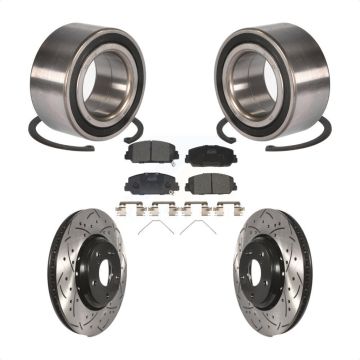 Front Wheel Bearing Coated Drilled Slotted Disc Brake Rotor And Pads Kit For Honda Accord KBB-101252
