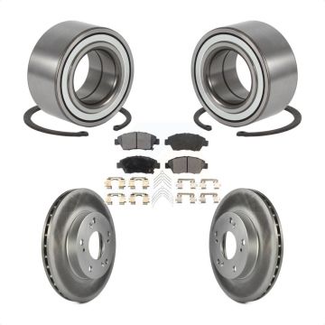 Front Wheel Bearing Coated Disc Brake Rotors And Pads Kit For Honda Civic Acura RSX KBB-101321