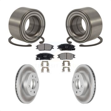 Front Wheel Bearing Coated Disc Brake Rotors And Pads Kit For 2000-2005 Hyundai Accent KBB-101328