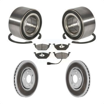 Front Wheel Bearing Coated Disc Brake Rotor & Pads Kit For 2000-2001 Volkswagen Golf 2.0L KBB-101578