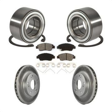 Front Wheel Bearing Coated Disc Brake Rotors And Pads Kit For 2004 Honda Civic SiR KBB-101601