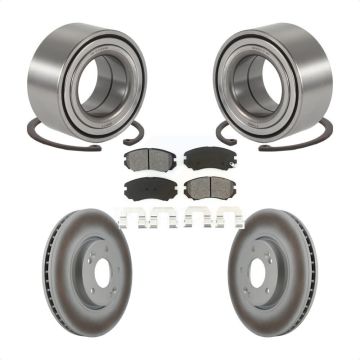 Front Wheel Bearing Coated Disc Brake Rotor And Pad Kit For 2006-2010 Hyundai Sonata 3.3L KBB-101613