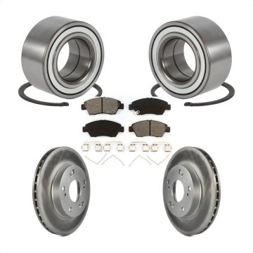 Front Wheel Bearing Coated Disc Brake Rotors And Pads Kit For Honda Civic Acura RSX KBB-101623