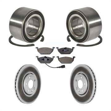 Front Wheel Bearing Coated Disc Brake Rotor & Pads Kit For 2000-2001 Volkswagen Golf 2.0L KBB-101872