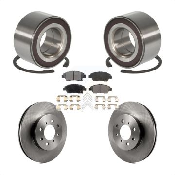 Front Wheel Bearing Disc Brake Rotors And Semi-Metallic Pads Kit For 2007-2008 Honda Fit KBB-102378