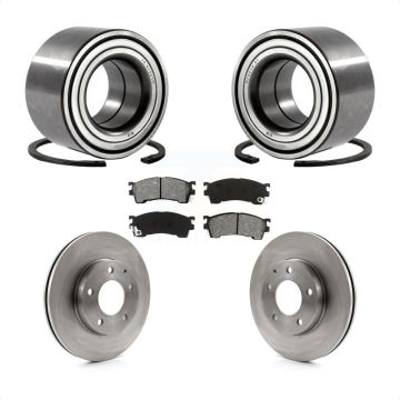 Front Wheel Bearing Brake Rotor And Pad Kit For 2002 Mazda 626 2.5L with Drum rear brakes KBB-102523
