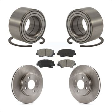 Front Wheel Bearing Disc Brake Rotors And Pads Kit For 2012-2017 Hyundai Accent KBB-102611