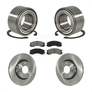 Front Wheel Bearing Disc Brake Rotor Pad Kit For 2009 Mitsubishi Lancer Ralliart with AWD KBB-102734
