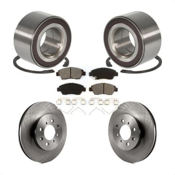 Front Wheel Bearing Disc Brake Rotors And Semi-Metallic Pads Kit For 2007-2008 Honda Fit KBB-102736