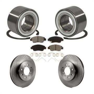 Front Wheel Bearing Disc Brake Rotors And Semi-Metallic Pads Kit For Honda Fit KBB-102778
