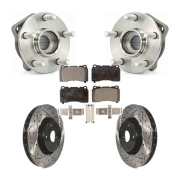 Front Hub Bearing Coated Drill Slot Brake Rotor Pads Kit For 2014 Subaru WRX Limited Base KBB-102867