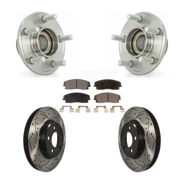 Front Hub Bearing Drilled Slot Brake Rotor Pads Kit For Dodge Chrysler 300 Charger Magnum KBB-102874