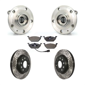 Front Hub Bearing Assembly Coated Drilled Slot Brake Rotor & Pad Kit For Volkswagen Jetta KBB-102885