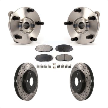 Front Hub Bearing Drilled Slot Brake Rotor Pad Kit For Toyota RAV4 Prius V Scion xB Lexus KBB-102890