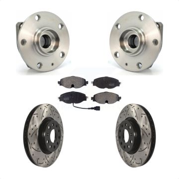 Front Hub Bearing Assembly Drilled Slot Brake Rotor Pads Kit For Volkswagen Golf Alltrack KBB-102894