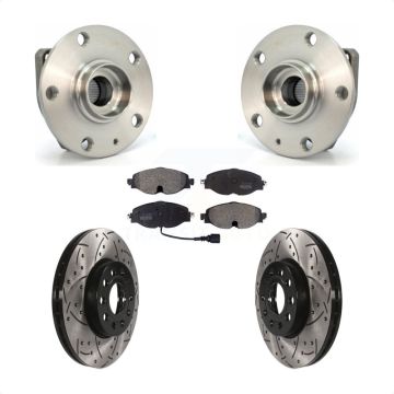 Front Hub Bearing Drilled Slot Brake Rotor Pads Kit For Volkswagen Golf SportWagen e-Golf KBB-102896