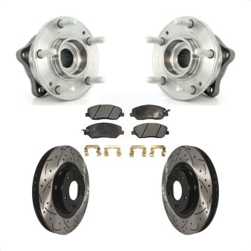 Front Hub Bearing Assembly Drilled Slot Brake Rotor Pads Kit For Hyundai Santa Fe XL 3.3L KBB-102900