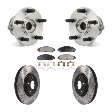 Front Hub Bearing Assembly Drilled Slot Brake Rotor Pad Kit For Honda Pilot Acura MDX ZDX KBB-102903